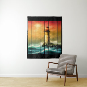 Vintage Light House Sea Shore Ocean Watch Tapestry