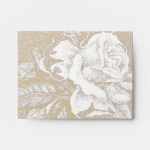 Vintage light sepia pink white rose small envelope