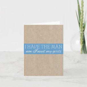 Vintage Light Sky Blue Burlap Bridesmaid Request Invitation
