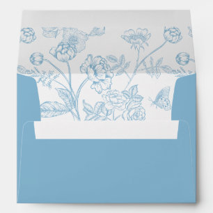 Vintage Light Sky Blue Floral Wedding Invitation Envelope