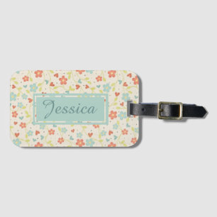 Vintage Light Spring Pretty Floral Personalised Luggage Tag