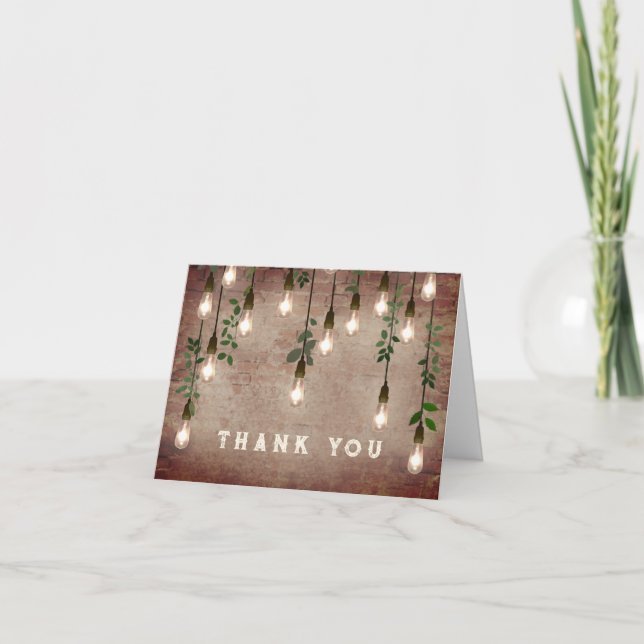 Vintage Lightbulbs Brick Thank You Card (Front)
