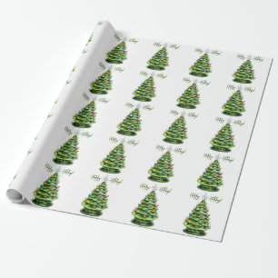 Vintage Lighted Ceramic Christmas Tree Wrapping Paper