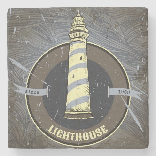 Vintage Lighthouse | 1960 Stone Coaster (Front)