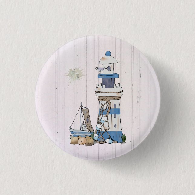 Vintage lighthouse 3 cm round badge (Front)