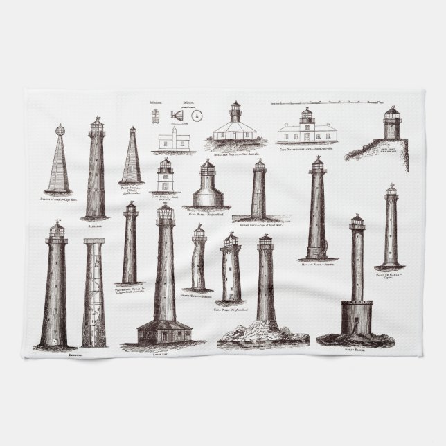 Vintage Lighthouse Collection Tea Towel (Horizontal)