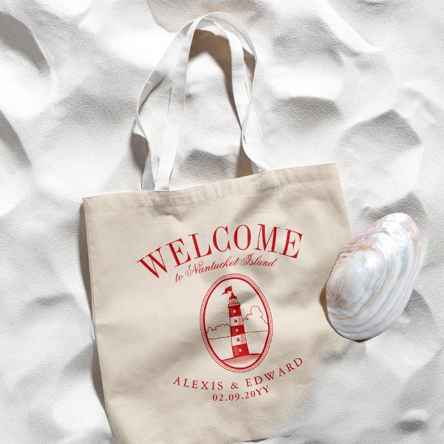 Vintage Lighthouse Custom Crimson Welcome Tote Bag (Creator Uploaded)