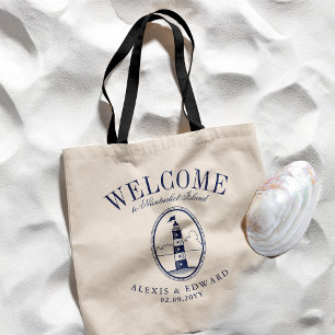 Vintage Lighthouse Custom Navy Welcome Tote Bag