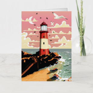 Vintage Lighthouse Foil Greeting Card
