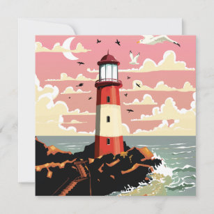Vintage Lighthouse Holiday Card