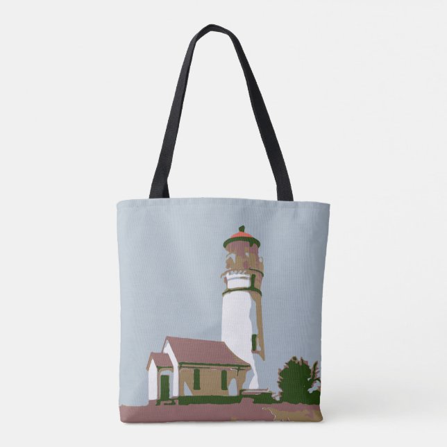 Vintage Lighthouse Illustration Tote Bag (Back)