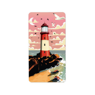 Vintage Lighthouse Label