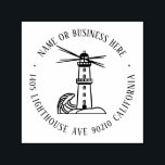 Vintage Lighthouse Nautical Name Return Address Self-inking Stamp<br><div class="desc">Personalised rubber stamp for your holiday mailing return address, small business professional logo and custom info. Vintage and classic design to add some personal touch to your mail and package. Customise the text with your name or business name, address and contact information. Use the Design Tool to further edit the...</div>