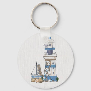 Vintage lighthouse with ship key ring