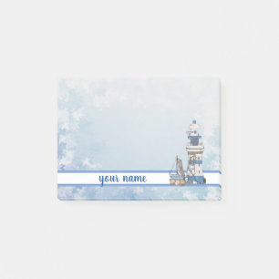 Vintage lighthouse with ship post-it notes