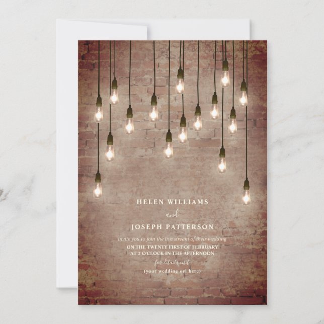Vintage Lights Industrial Brick Livestream Virtual Invitation (Front)
