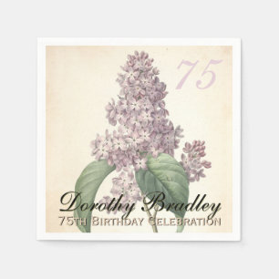 Vintage Lilac 75th Birthday Party Paper Napkins