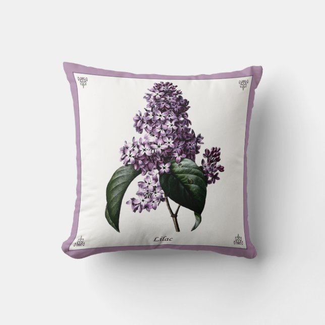 Vintage Lilac Botanical Pillow (Front)