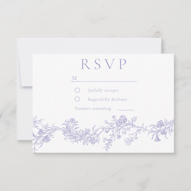 Vintage Lilac Floral Wedding RSVP Card (Front)