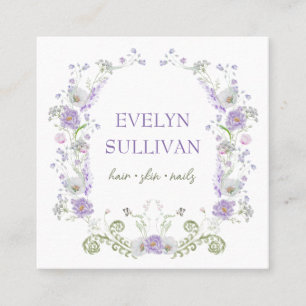 Vintage lilac flowers frame business card