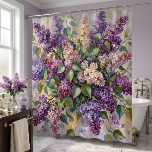 Vintage Lilac Flowers Shower Curtain