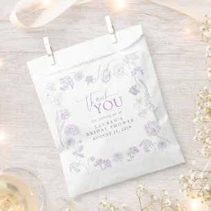 Vintage Lilac Lavender Floral Thank You Shower Favour Bags