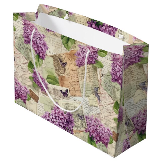 Vintage Lilac Pattern  Large Gift Bag (Back Angled)