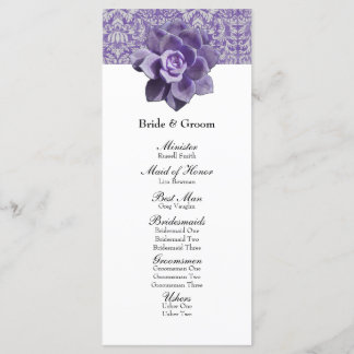 Vintage Lilac Succulent Wedding Program Programme