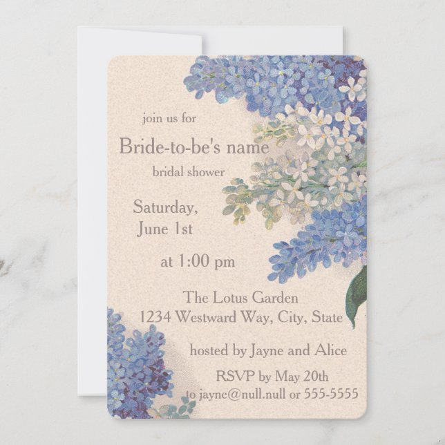 Vintage Lilacs Bridal Shower Invitation (Front)