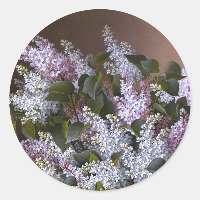 Vintage Lilacs Classic Round Sticker (Front)