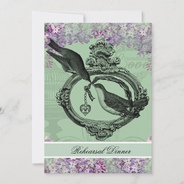 Vintage Lilacs Locket Rehearsal Dinner Invitation (Front)