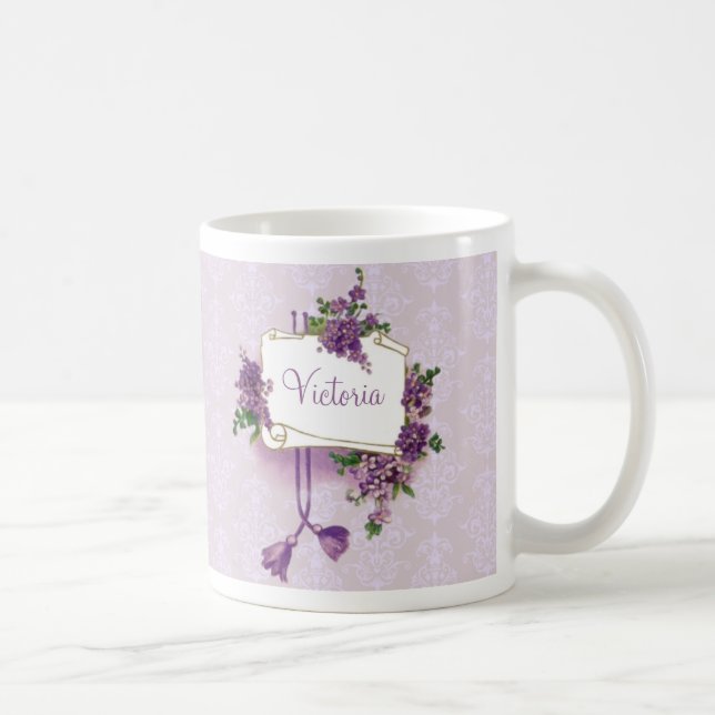 Vintage Lilacs Personalised Coffee Mug (Right)