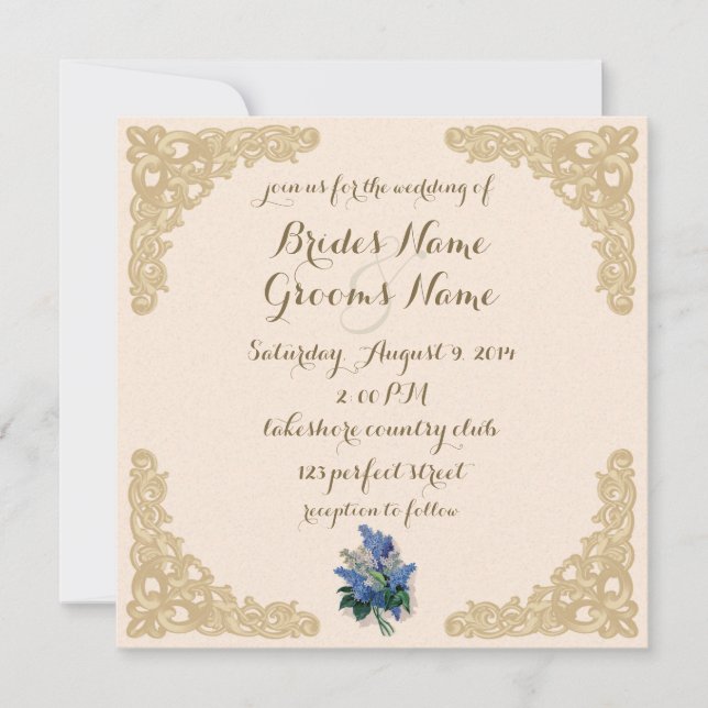 Vintage Lilacs Wedding Invitation (Front)