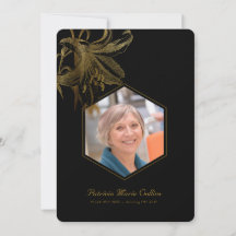 Vintage Lilies Gold Memorial Photo Thank you