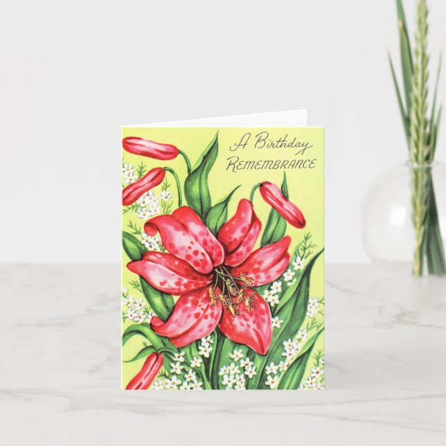 Vintage Lily Birthday Card (Front)