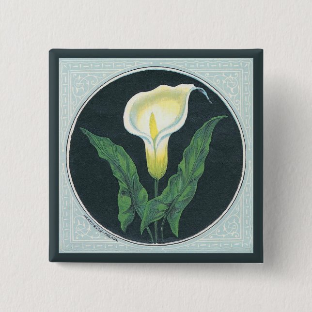 Vintage Lily Flower 15 Cm Square Badge (Front)
