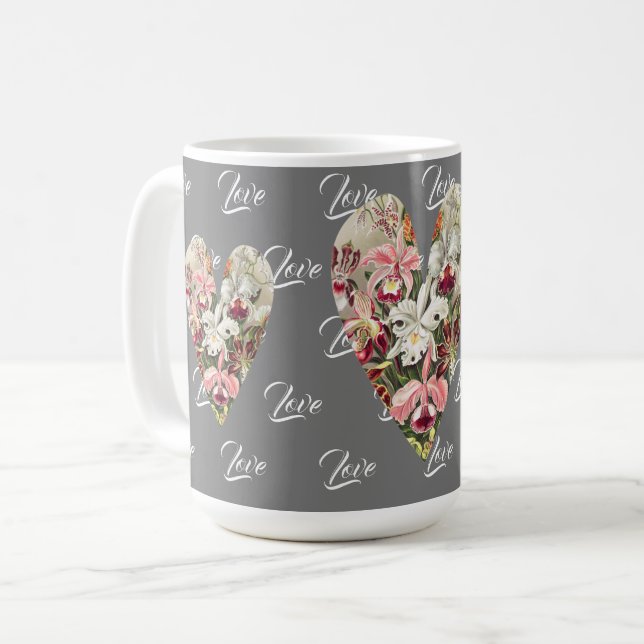 Vintage Lily Hearts Love Mug Cup (Front Left)