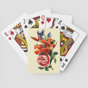 Vintage Lily Rose Floral Watercolor Bicycle Playing Cards