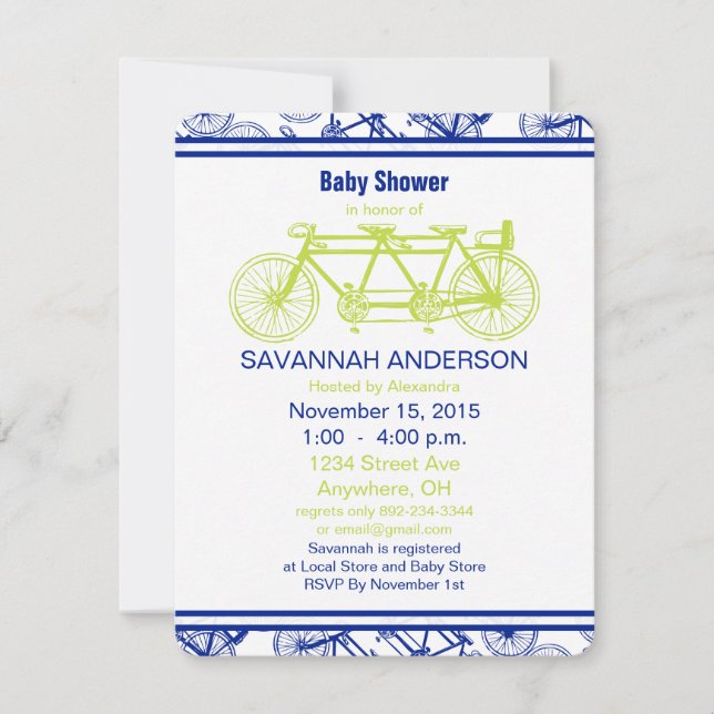 Vintage Lime Bicycle Baby Shower Invitation (Front)