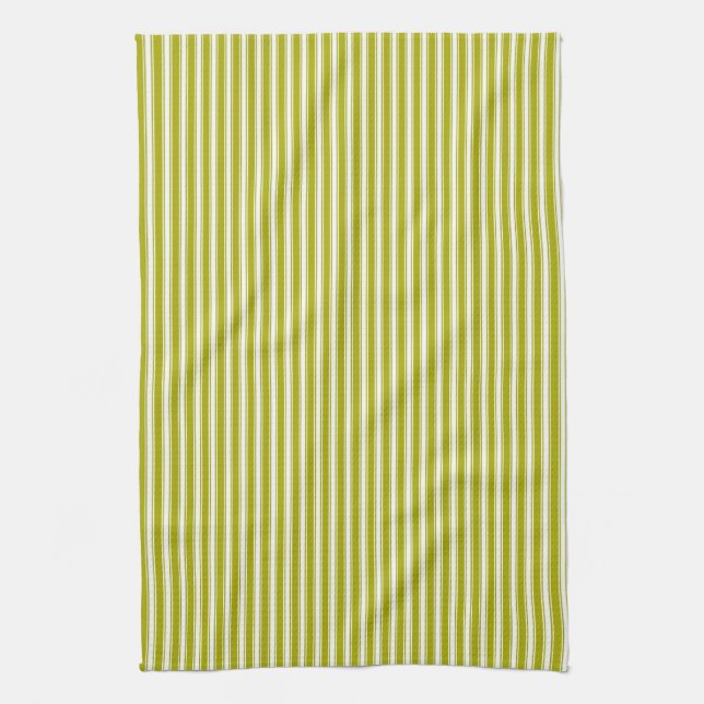 Vintage Lime Fashion Stripes Pattern Tea Towel (Vertical)