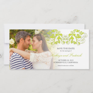 Vintage Lime Floral Flourish Photo Save The Date