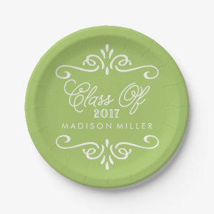 Vintage Lime Green Graduation Party Paper Plate