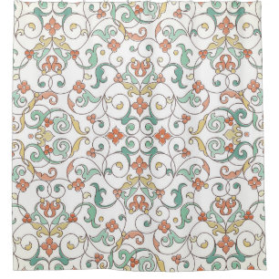 Vintage Line Art Eastern Ornament Shower Curtain