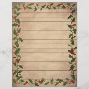 Vintage Lined Christmas Themed Writing Paper