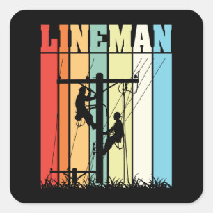 Vintage Lineman Retro Electrical Worker Gift Idea Square Sticker