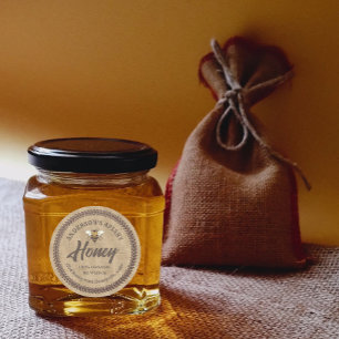 Vintage linen  bee apiary honey jar label