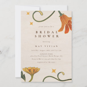 Vintage Linen Faecore Big floral Bridal Shower Invitation