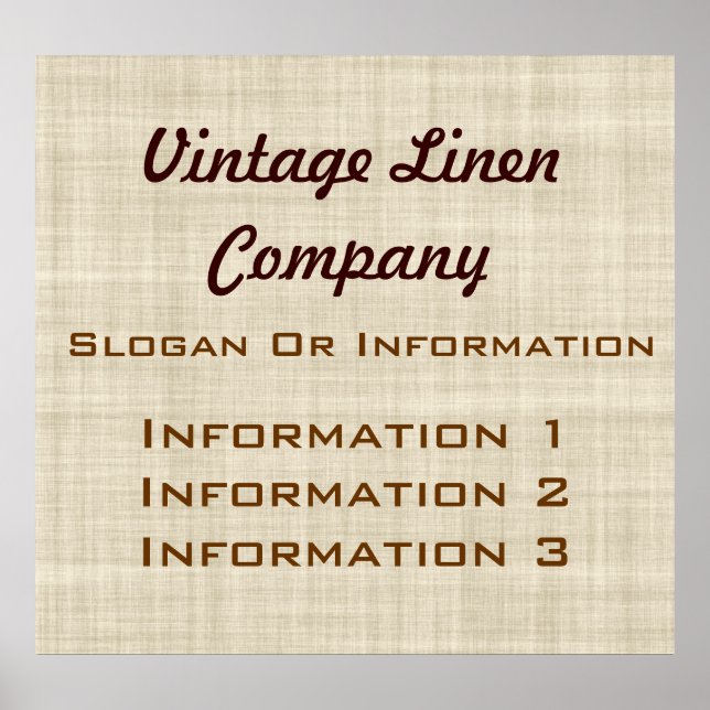 Vintage Linen Large Poster Sign (Front)