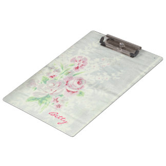 Vintage Linen with Cabbage Roses Clipboard