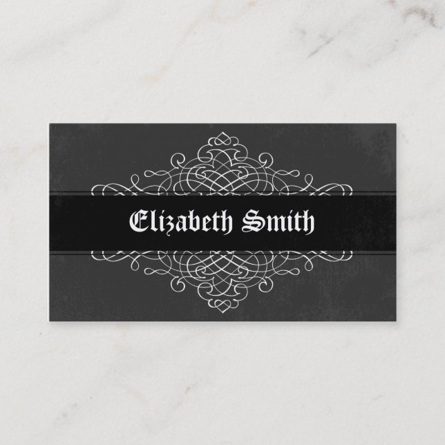 Vintage Lines Business Card  Black (Front)